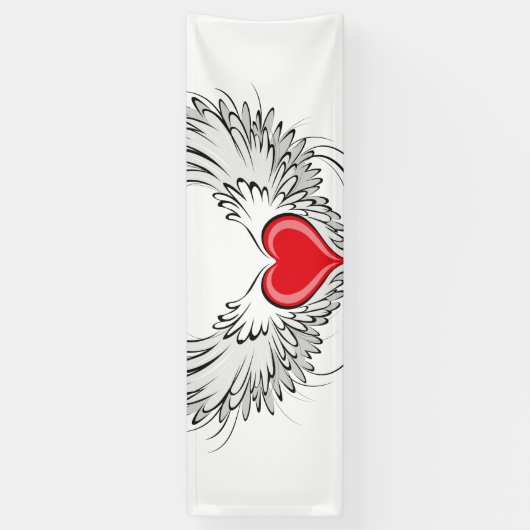Rode Engel Hart met vleugels Spandoek (Verticaal)