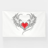 Rode Engel Hart met vleugels Spandoek (Horizontaal)