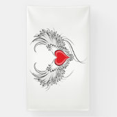 Rode Engel Hart met vleugels Spandoek (Verticaal)