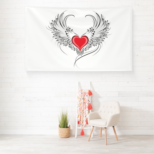 Rode Engel Hart met vleugels Spandoek (Insitu)