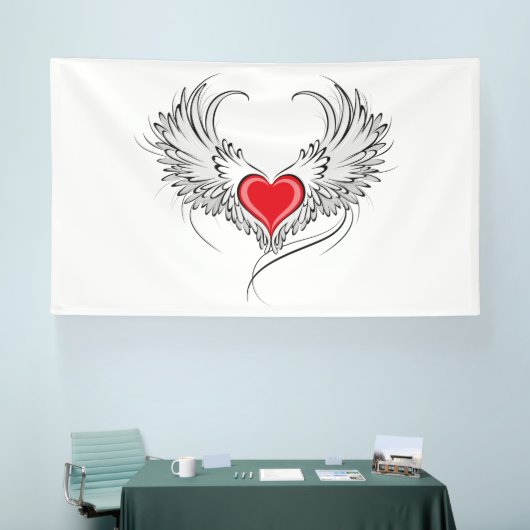 Rode Engel Hart met vleugels Spandoek (Beurs)
