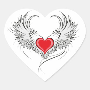 Rode Engel Hart met vleugels Sticker