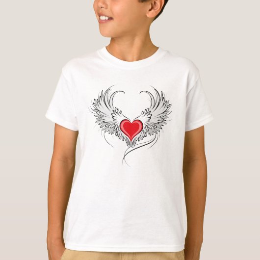 Rode Engel Hart met vleugels T-shirt (Voorkant)
