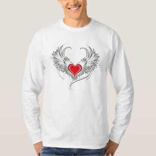 Rode engel hart met vleugels t-shirt