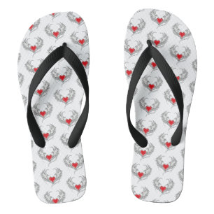 Rode engel hart met vleugels teenslippers