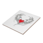 Rode Engel Hart met vleugels Tegeltje (Zijkant)