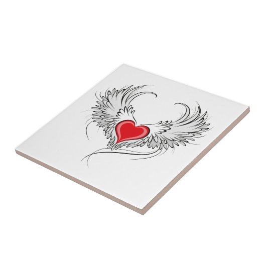 Rode Engel Hart met vleugels Tegeltje (Zijkant)
