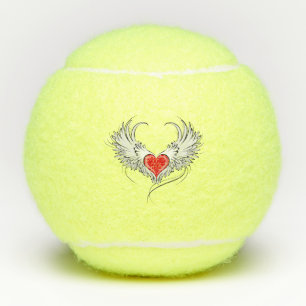 Rode engel hart met vleugels tennisballen