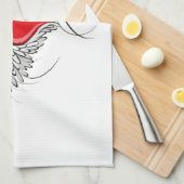 Rode Engel Hart met vleugels Theedoek (Quarter Fold)