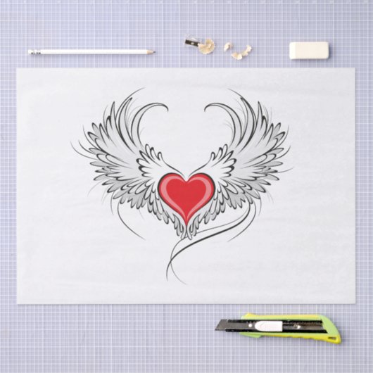 Rode Engel Hart met vleugels Tissuepapier (Craft)