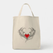 Rode Engel Hart met vleugels Tote Bag (Achterkant)