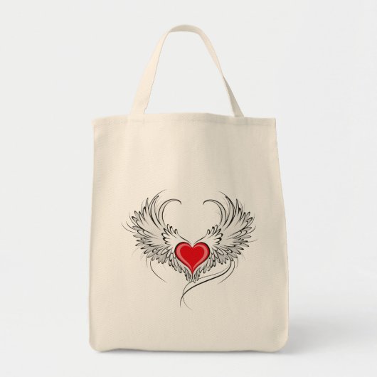 Rode Engel Hart met vleugels Tote Bag (Voorkant)