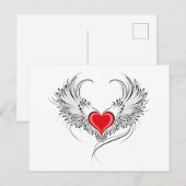 Rode engel hart met vleugels uitnodiging briefkaart (Voorkant / Achterkant)