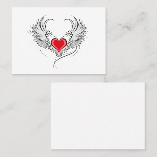 Rode Engel Hart met vleugels Visitekaartje (Voorkant / Achterkant)