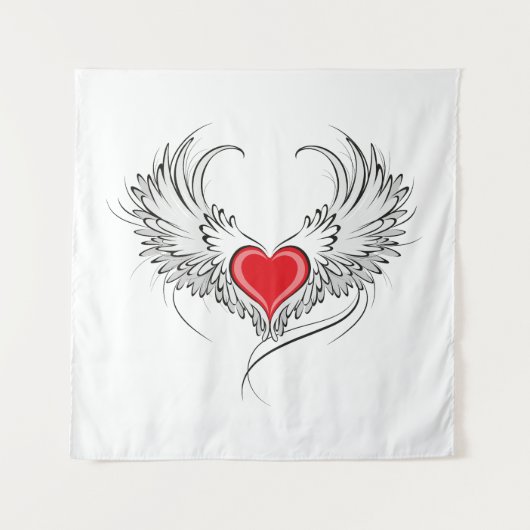 Rode Engel Hart met vleugels Wandkleed (Voorkant)