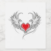 Rode engel hart met vleugels wijn etiket (Enkel label)