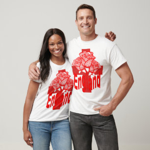 Rode Engeland tekst geïsoleerde St George-kruis en T-shirt