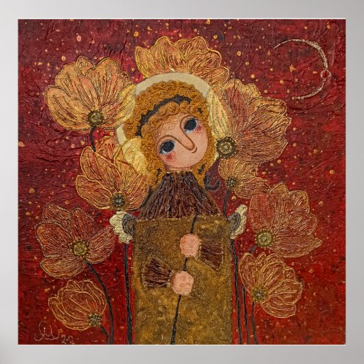 rode engelbloemen poster (Voorkant)