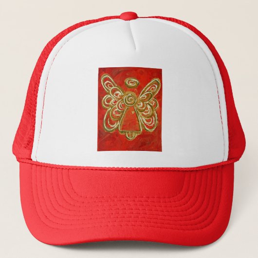 Rode engelenhoed trucker pet (Voorkant)