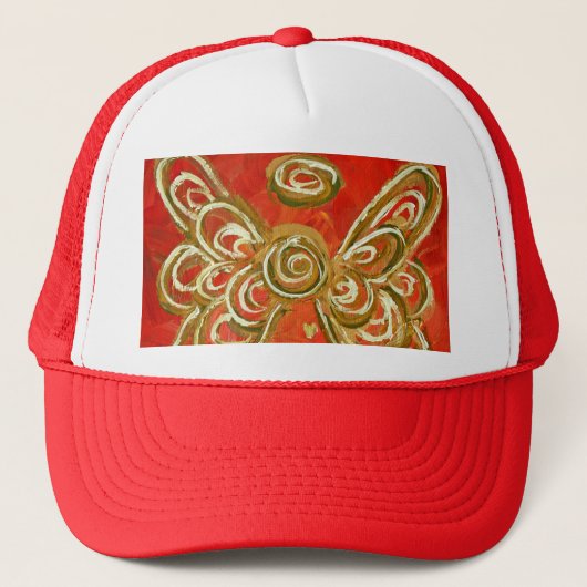 Rode engelkap trucker pet (Voorkant)
