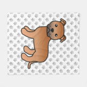 Rode Engelse Staffie Schattige Cartoon Hond & Poot Fleece Deken (Voorkant (Horizontaal))
