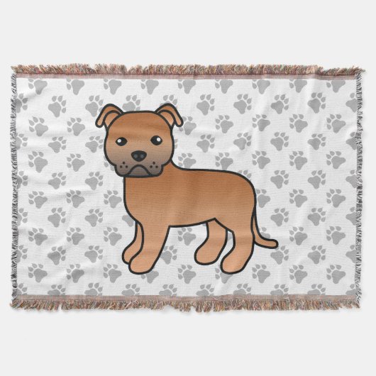 Rode Engelse Staffordshire Bull Terrier Hond Deken (Voorkant)