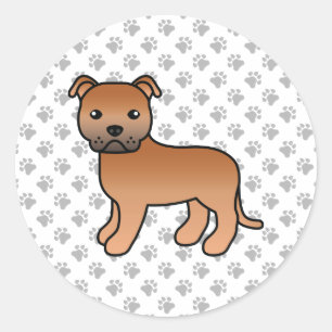 Rode Engelse Staffordshire Bull Terrier Hond Ronde Sticker