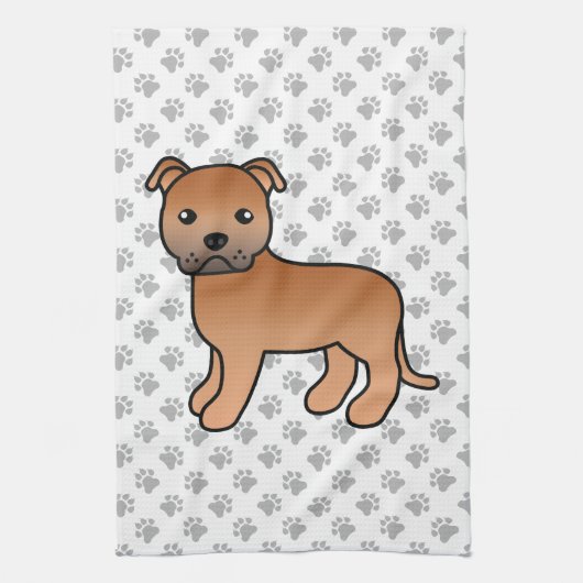 Rode Engelse Staffordshire Bull Terrier Hond Theedoek (Verticaal)