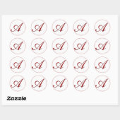 Rode Envelopverbinding met Monogram Ronde Sticker (Vel)