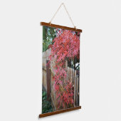 Rode esdoorn bladeren en bamboe hek hangend wandkleed (Gebogen)