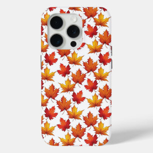 Rode esdoorn bladeren patroon. Herfst iPhone 15 Pro Case