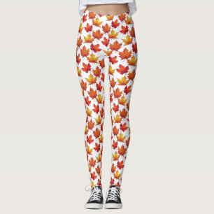 Rode esdoorn bladeren patroon. Herfst Leggings