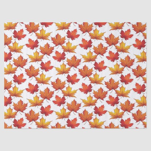 Rode esdoorn bladeren patroon. Herfst Tissuepapier (Voorkant)