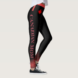 Rode esdoorn met Canadese MAMA in roze Tekst op ZW Leggings