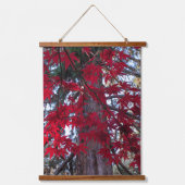 Rode esdoornbladeren en reuzensequoia hangend wandkleed (Voorkant)
