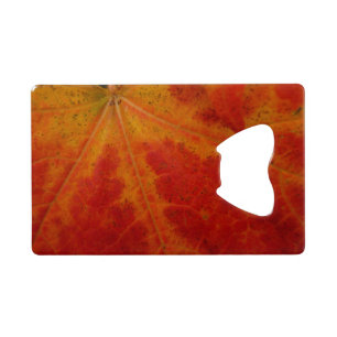 Rode Esdornblad Abstracte Herfst Natuurfotografie Creditkaart Flessenopener