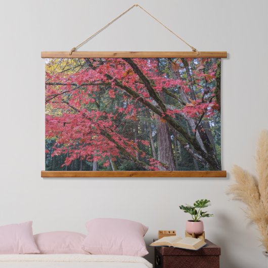 Rode espenbladeren aan boom Botanisch Hangend Wandkleed (Slaapkamer)