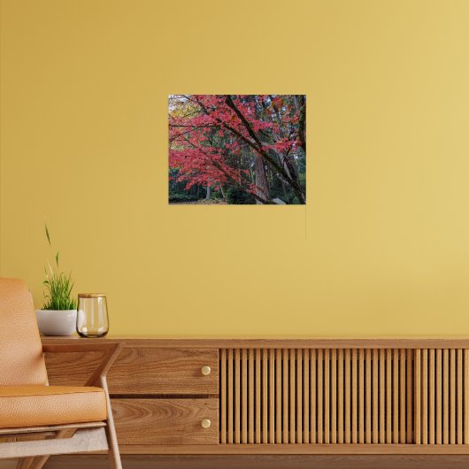 Rode espenbladeren aan boom Botanisch Poster (Woonkamer 2)