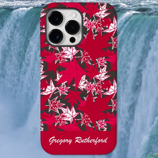Rode espenbladeren op telefoonhoesje van houtskool Case-Mate iPhone case