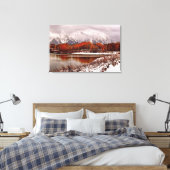 Rode espenspiegelingen na eerste winterstorm canvas afdruk (Insitu (Slaapkamer))