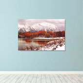 Rode espenspiegelingen na eerste winterstorm canvas afdruk (Insitu (Houten vloer))