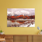 Rode espenspiegelingen na eerste winterstorm canvas afdruk (Insitu (Woonkamer))