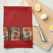 Rode Ethiopische keukenhandleiding Theedoek (Quarter Fold)