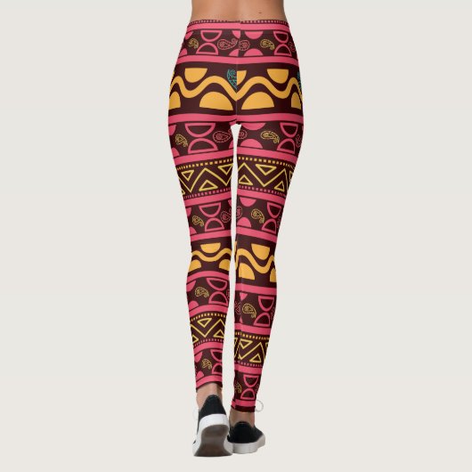 rode etnische aztec leggings (Achterkant)