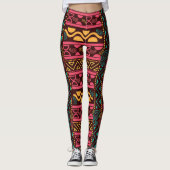 rode etnische aztec leggings (Voorkant)