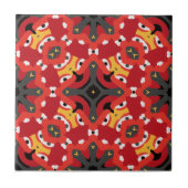Rode Etnische Boho Oriëntaalse Arabesque Mozaïek P Tegeltje (Voorkant)