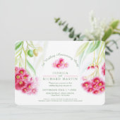 Rode eucalyptus gumnut waterverf 1e bruiloft kaart (Staand voorkant)