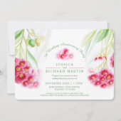 Rode eucalyptus gumnut waterverf 1e bruiloft kaart (Voorkant)