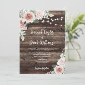 Rode Eucalyptus Houten Slingerlichten Bruiloft Kaart (Staand voorkant)