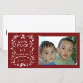 Rode Evergreen kerstvakantie fotokaart Feestdagenkaart (Voorkant / Achterkant)